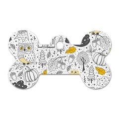 Doodle Seamless Pattern With Autumn Elements Dog Tag Bone (one Side) by Ravend