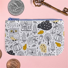 Doodle Seamless Pattern With Autumn Elements Large Coin Purse by Ravend