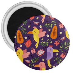 Exotic Seamless Pattern With Parrots Fruits 3  Magnets by Ravend