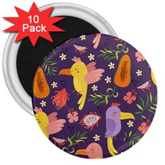 Exotic Seamless Pattern With Parrots Fruits 3  Magnets (10 Pack)  by Ravend