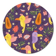 Exotic Seamless Pattern With Parrots Fruits Magnet 5  (round) by Ravend