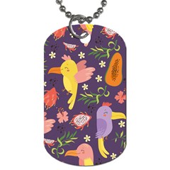 Exotic Seamless Pattern With Parrots Fruits Dog Tag (one Side) by Ravend