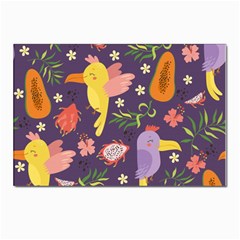 Exotic Seamless Pattern With Parrots Fruits Postcard 4 x 6  (pkg Of 10) by Ravend