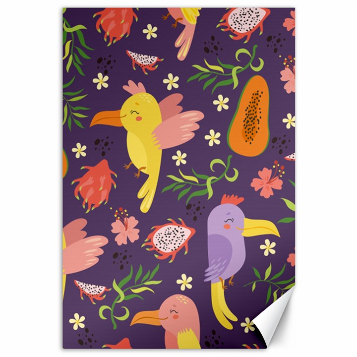 Exotic Seamless Pattern With Parrots Fruits Canvas 12  x 18 