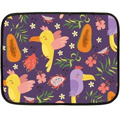 Exotic Seamless Pattern With Parrots Fruits Fleece Blanket (mini) by Ravend