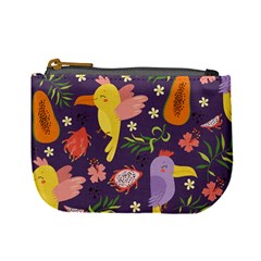 Exotic Seamless Pattern With Parrots Fruits Mini Coin Purse by Ravend