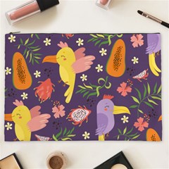 Exotic Seamless Pattern With Parrots Fruits Cosmetic Bag (xxl) by Ravend