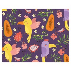 Exotic Seamless Pattern With Parrots Fruits Two Sides Premium Plush Fleece Blanket (medium) by Ravend