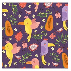 Exotic Seamless Pattern With Parrots Fruits Square Satin Scarf (36  X 36 ) by Ravend