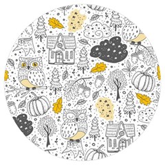 Doodle Seamless Pattern With Autumn Elements Uv Print Acrylic Ornament Round by Ravend