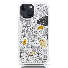 Doodle Seamless Pattern With Autumn Elements Iphone 13 Mini Tpu Uv Print Case by Ravend