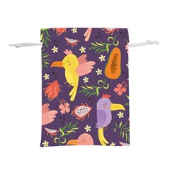 Exotic Seamless Pattern With Parrots Fruits Lightweight Drawstring Pouch (m) by Ravend