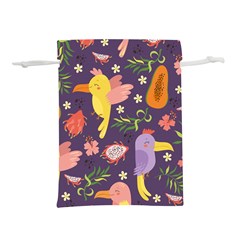 Exotic Seamless Pattern With Parrots Fruits Lightweight Drawstring Pouch (l) by Ravend