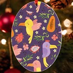 Exotic Seamless Pattern With Parrots Fruits UV Print Acrylic Ornament Oval Front