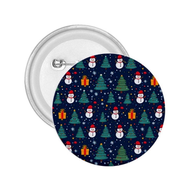 Snow Snowman Tree Christmas Tree 2.25  Buttons