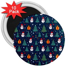 Snow Snowman Tree Christmas Tree 3  Magnets (10 Pack)  by Ravend