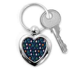 Snow Snowman Tree Christmas Tree Key Chain (heart) by Ravend