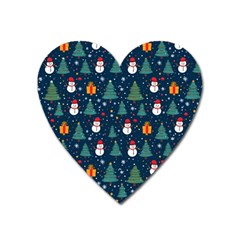 Snow Snowman Tree Christmas Tree Heart Magnet by Ravend