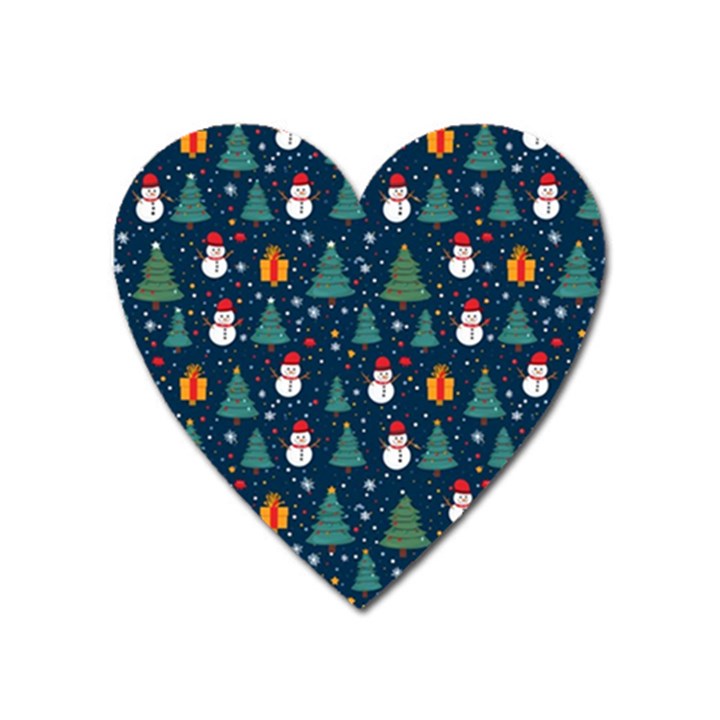 Snow Snowman Tree Christmas Tree Heart Magnet