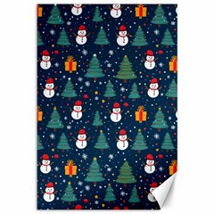 Snow Snowman Tree Christmas Tree Canvas 12  X 18  by Ravend