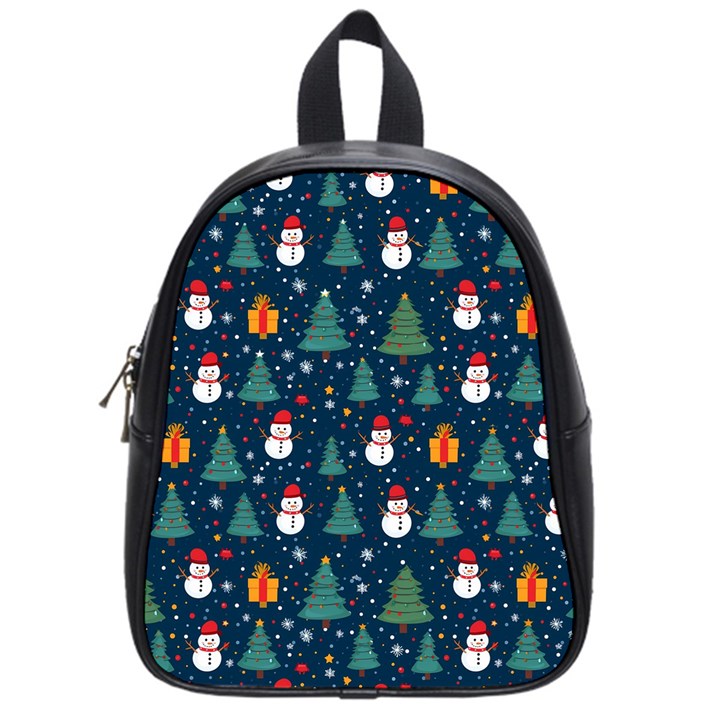 Snow Snowman Tree Christmas Tree School Bag (Small)