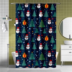 Snow Snowman Tree Christmas Tree Shower Curtain 48  X 72  (small)  by Ravend