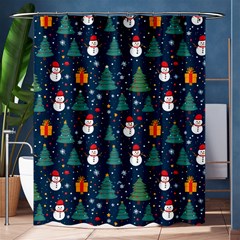 Snow Snowman Tree Christmas Tree Shower Curtain 60  X 72  (medium)  by Ravend