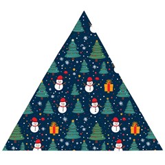 Snow Snowman Tree Christmas Tree Wooden Puzzle Triangle by Ravend