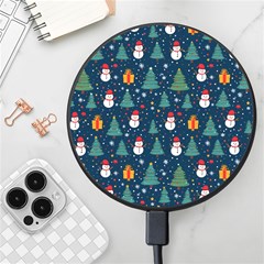 Snow Snowman Tree Christmas Tree Wireless Fast Charger(black) by Ravend