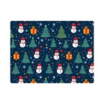 Snow Snowman Tree Christmas Tree Premium Plush Fleece Blanket (Mini) 35 x27  Blanket Front