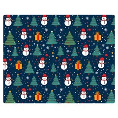 Snow Snowman Tree Christmas Tree Premium Plush Fleece Blanket (medium) by Ravend