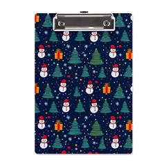 Snow Snowman Tree Christmas Tree A5 Acrylic Clipboard by Ravend