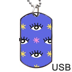 Eye Star Asterisk Pattern Background Dog Tag Usb Flash (two Sides) by Ravend