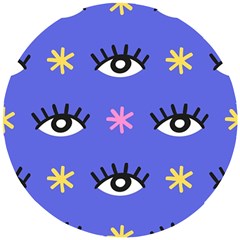 Eye Star Asterisk Pattern Background Wooden Puzzle Round by Ravend