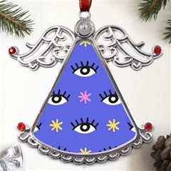 Eye Star Asterisk Pattern Background Metal Angel With Crystal Ornament by Ravend