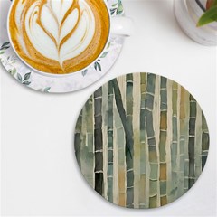 Bamboo Plants Uv Print Round Tile Coaster by Ravend