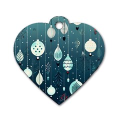 Ball Bauble Winter Dog Tag Heart (one Side) by Ravend