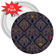 Pattern Floral Leaves 3  Buttons (10 Pack)  by Ravend