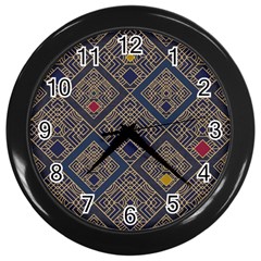 Pattern Floral Leaves Wall Clock (black) by Ravend