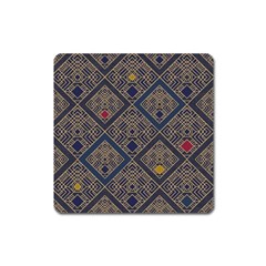 Pattern Floral Leaves Square Magnet by Ravend