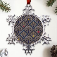 Pattern Floral Leaves Metal Large Snowflake Ornament by Ravend