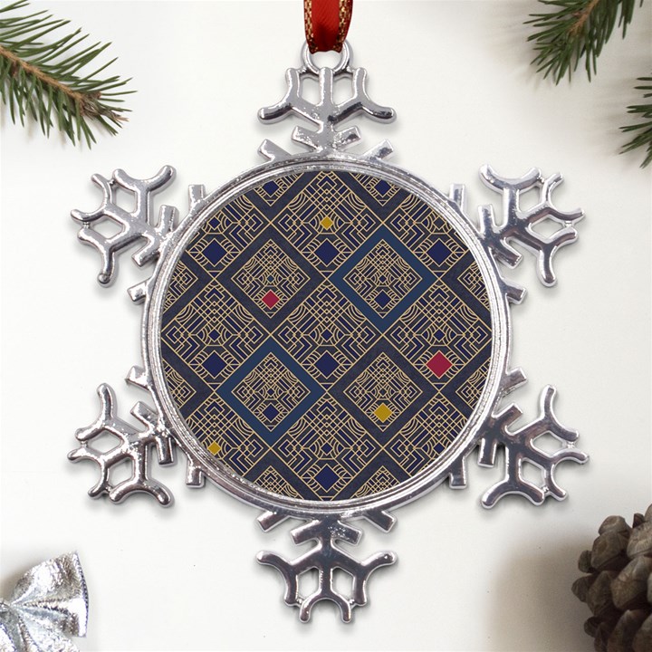 Pattern Floral Leaves Metal Large Snowflake Ornament