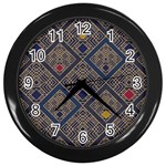 Pattern Flower Design Wall Clock (Black) Front