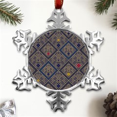 Pattern Flower Design Metal Small Snowflake Ornament by Ravend