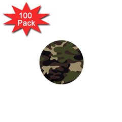 Texture Military Camouflage Repeats Seamless Army Green Hunting 1  Mini Buttons (100 Pack)  by Ravend