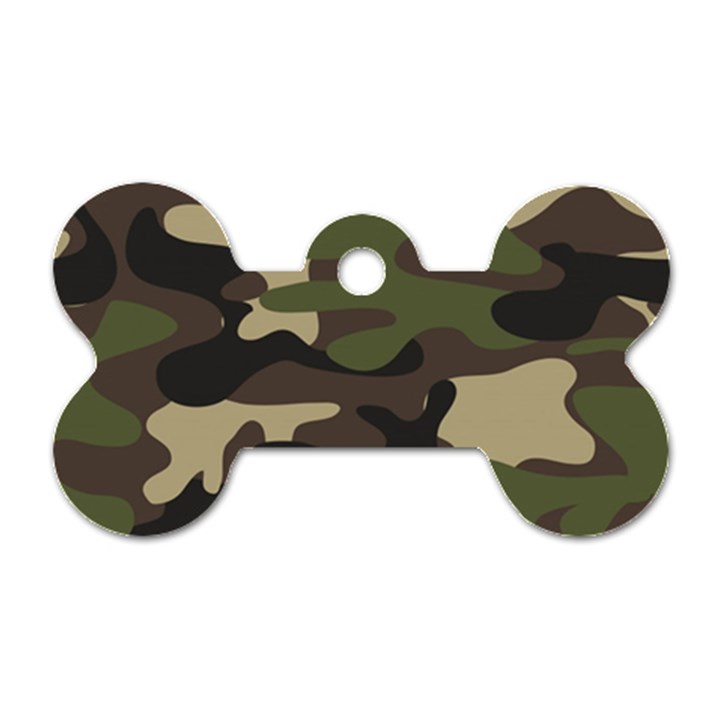 Texture Military Camouflage Repeats Seamless Army Green Hunting Dog Tag Bone (Two Sides)