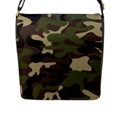 Texture Military Camouflage Repeats Seamless Army Green Hunting Flap Closure Messenger Bag (l) by Ravend