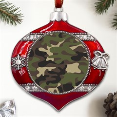 Texture Military Camouflage Repeats Seamless Army Green Hunting Metal Snowflake And Bell Red Ornament