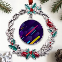 Colorful Abstract Background Metal X mas Wreath Holly Leaf Ornament