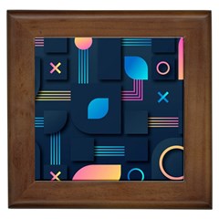 Gradient Geometric Shapes Dark Background Framed Tile by Ravend